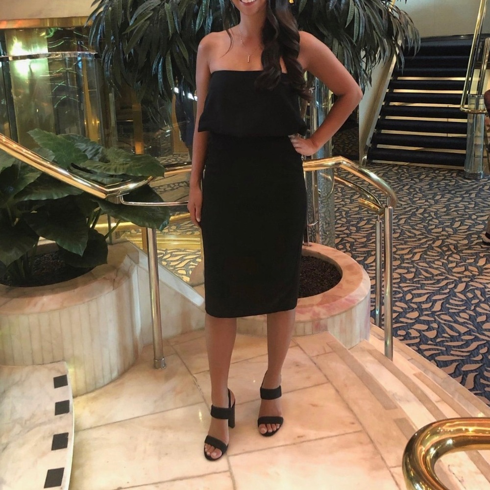 Lulus Lots of Love Black Strapless Midi Dress